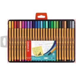 STABILO Tűfilc készlet, 0,4 mm, STABILO "Point 88", 25 különböző szín
