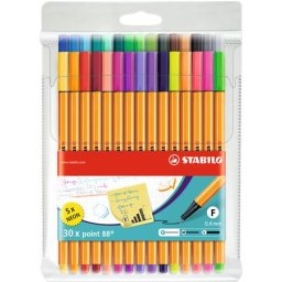 STABILO Tűfilc készlet, 0,4 mm, STABILO "Point 88", 25+5 különböző szín