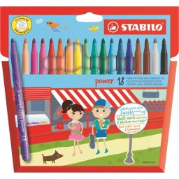 STABILO Filctoll készlet, 2 mm, STABILO "Power", 18 különböző szín