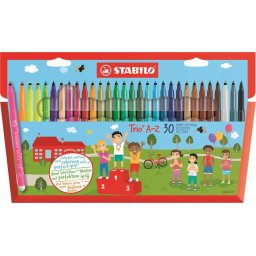 STABILO Filctoll készlet, 0,7 mm, STABILO "Trio A-Z", 30 különböző szín