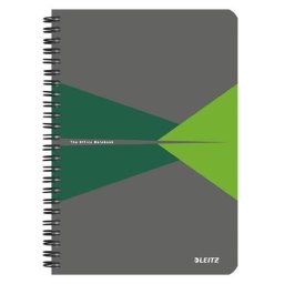 LEITZ Spirálfüzet, A5, vonalas, 90 lap, laminált karton borító, LEITZ "Office", szürke-zöld