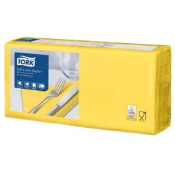 TORK Szalvéta, 1/4 hajtogatott, 3 rétegű, 32,5x32,8 cm, Advanced, TORK "Soft Lunch", sárga