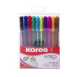 KORES Golyóstoll készlet, 1,0 mm, kupakos, háromszögletű, KORES "K1-M", vegyes