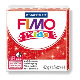 FIMO Gyurma, 42 g, égethető, FIMO "Kids", glitteres piros