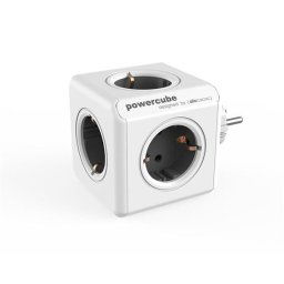 ALLOCACOC Elosztó, 4 aljzat, 2 USB csatlakozó, ALLOCACOC "PowerCube Original USB DE", fehér-szürke