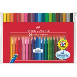 FABER-CASTELL Filctoll készlet, háromszögletű, FABER-CASTELL "Grip", 20 különböző szín