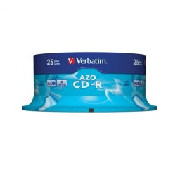 VERBATIM CD-R lemez, Crystal bevonat, AZO, 700MB, 52x, 25 db, hengeren VERBATIM "DataLife Plus"