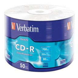 VERBATIM CD-R lemez, 700MB, 52x, 50 db, zsugor csomagolás, VERBATIM "DataLife"