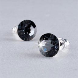 ART CRYSTELLA Fülbevaló, Black Diamond SWAROVSKI(R) kristállyal, 8mm, ART CRYSTELLA(R)