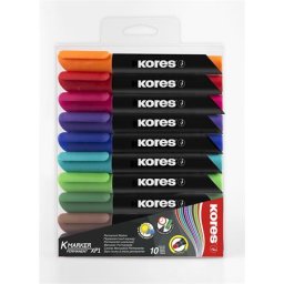 KORES Alkoholos marker, 3 mm, kúpos, KORES "K-Marker XP1", 10 különböző szín