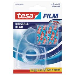 TESA Ragasztószalag-adagoló, kézi, 2 db TESA "tesafilm(R)" 15mm x 10 m ragasztószalag, átlátszó