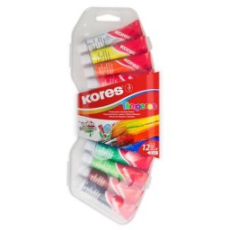 KORES Tempera készlet, 12 ml, KORES, 12 különböző szín