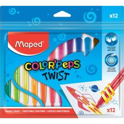 MAPED Zsírkréta, kitekerhető, MAPED "Color'Peps", 12 különböző szín