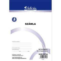 VICTORIA PAPER Nyomtatvány, számlatömb, egy ÁFÁs, 50x3, A5, VICTORIA PAPER, "B.13-374", 10 tömb/csomag
