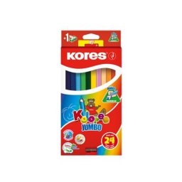 KORES Színes ceruza készlet, háromszögletű, jumbo, KORES "Kolores Jumbo", 24 különböző szín