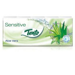 TENTO Papír zsebkendő, 3 rétegű, 10x10 db, TENTO "Family", aloe vera