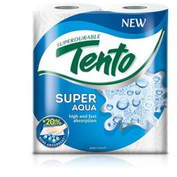 TENTO Kéztörlő, tekercses, 2 rétegű, TENTO "Family Super Aqua", fehér