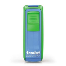 TRODAT Bélyegző, TRODAT "Pocket Printy 9511", zöld-kék ház, fekete párnával