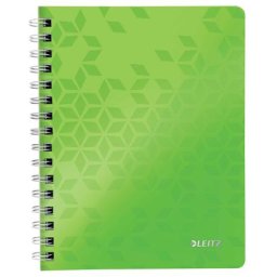 LEITZ Spirálfüzet, A5, kockás, 80 lap, LEITZ "Wow", zöld