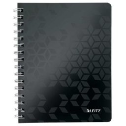 LEITZ Spirálfüzet, A5, kockás, 80 lap, LEITZ "Wow", fekete