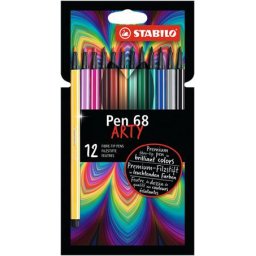 STABILO Filctoll készlet, 1 mm, STABILO "Pen 68 ARTY", 12 különböző szín