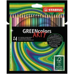 STABILO Színes ceruza készlet, hatszögletű, STABILO "GreenColors ARTY", 24 különböző szín