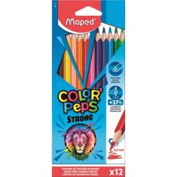 MAPED Színes ceruza készlet, háromszögletű, MAPED "Color'Peps Strong", 12 különböző szín