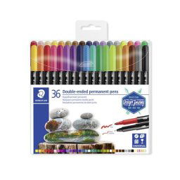 STAEDTLER Alkoholos marker készlet, 0,5/3,0 mm, kétvégű, STAEDTLER "3187", 36 különböző szín