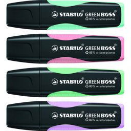 STABILO Szövegkiemelő készlet, 2-5 mm, STABILO "Green Boss Pastel", 4 különböző szín