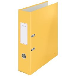 LEITZ Iratrendező, 80 mm, A4, karton, 180°, LEITZ "Cosy Soft Touch", melegsárga