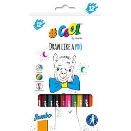 COOL BY VICTORIA Színes ceruza készlet, háromszögletű, vastag, COOL BY VICTORIA, 12 különböző szín