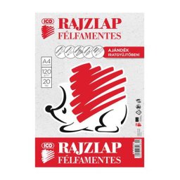 ICO Rajzlap, félfamentes, A4, 120 g/m2, ICO "Süni"