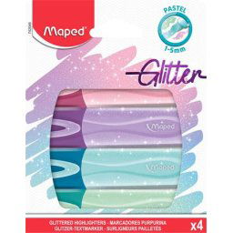 MAPED Szövegkiemelő készlet, 1-5 mm, MAPED "Glitter Fluo Peps", vegyes pasztell színek