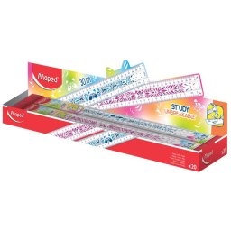 MAPED Vonalzó, műanyag, törhetetlen, 30 cm, MAPED "Study Unbreakable Fancy", vegyes színek