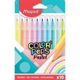 MAPED Filctoll készlet, 2,8 mm, kimosható, MAPED "Color'Peps Pastel", 10 különböző pasztell szín