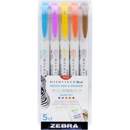 ZEBRA Ecsetirón készlet, kétvégű ZEBRA "Mildliner Warm", 5 szín
