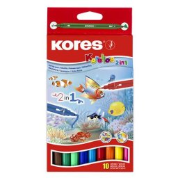 KORES Filctoll készlet, 1-3 mm, kétvégű, kimosható, KORES "Korellos 2in1", 10 különböző szín