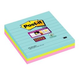3M POSTIT Öntapadó jegyzettömb, vonalas, 3x70 lap, 101x101 mm, 3M POSTIT "Super Sticky Cosmic", vegyes színek