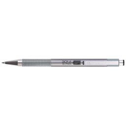 ZEBRA Golyóstoll, 0,24 mm, nyomógombos, ezüst tolltest, ZEBRA "F-301 A", kék