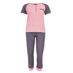 Dressa Home Life macis rövid ujjú hosszú nadrágos női pizsama - rózsaszín
