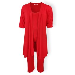 Dressa Home Red köntös trikó pizsamanadrág szett - piros