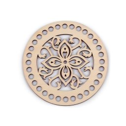 Mandala mintás horgolható, lézervágott táska/kosár fa alap, Ø15cm, 880002-3