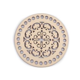 Mandala mintás horgolható, lézervágott táska/kosár fa alap, Ø15cm, 880002-4