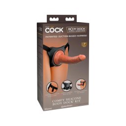 King Cock Elite Comfy - felcsatolható dildó hámmal (sötét testszínű)