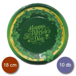 Papír tányér,St. Patrick's Day, zöld, 10 db/cs
