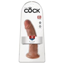 King Cock 9 - tapadókorongos élethű dildó (23 cm) - sötét natúr