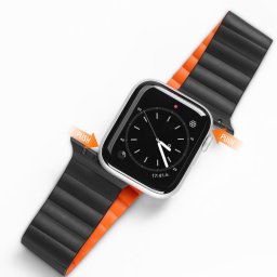 Dux Ducis Magnetic Strap Apple Watch 42/44/45mm mágneses óraszíj (fekete narancssárga)