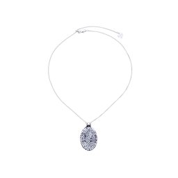 CNG fekete mintás lakk bőr nyaklánc fehér kristállyal