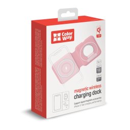 Vezetek nelkuli tolto Qi MagSafe Duo Charger 15W pink ColorWay CW-CHW32Q-PK