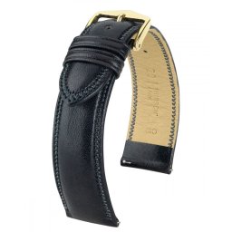 Hirsch Ascot borjúbőr óraszíj, fekete 18/16L